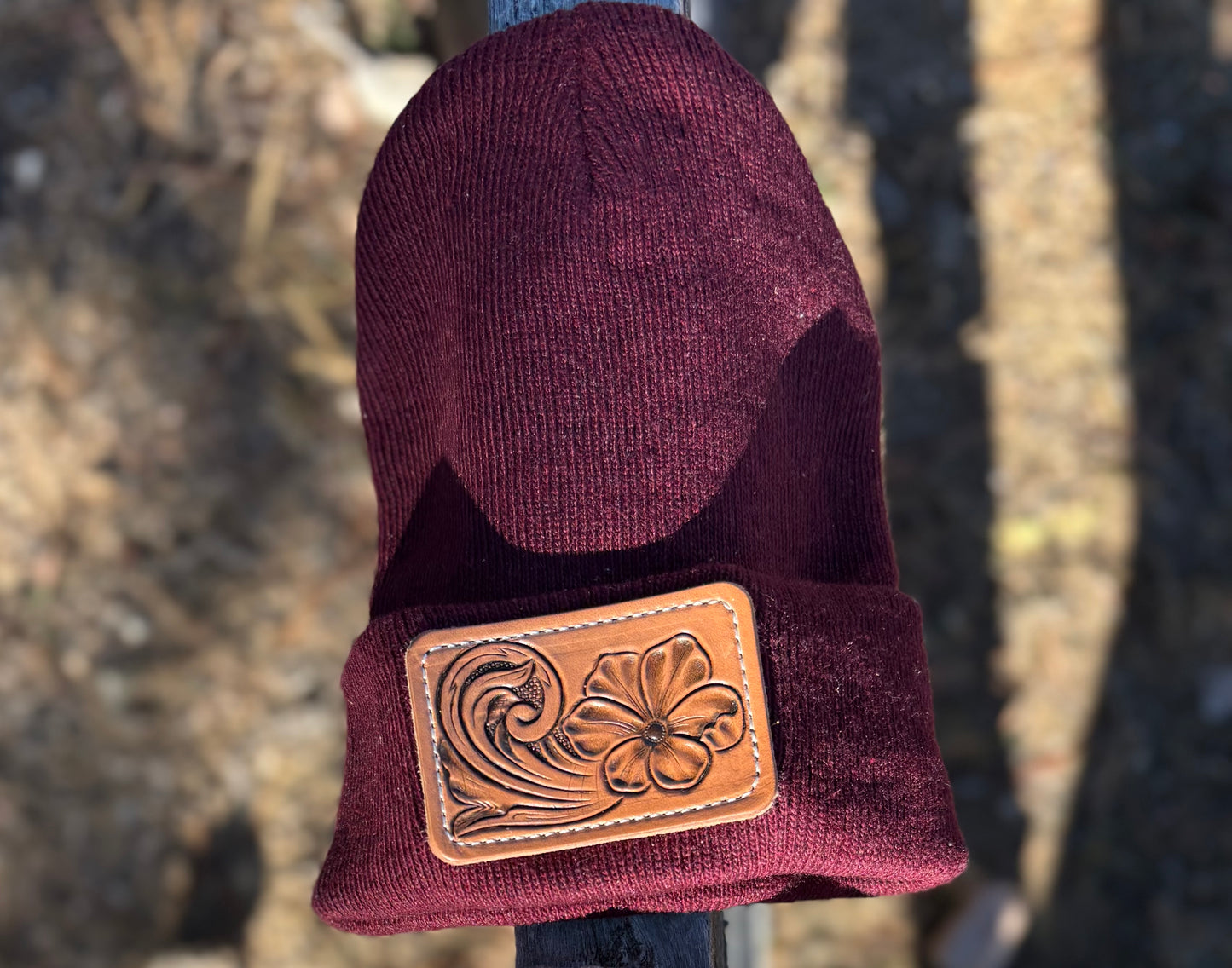 Maroon Tooled Beanie