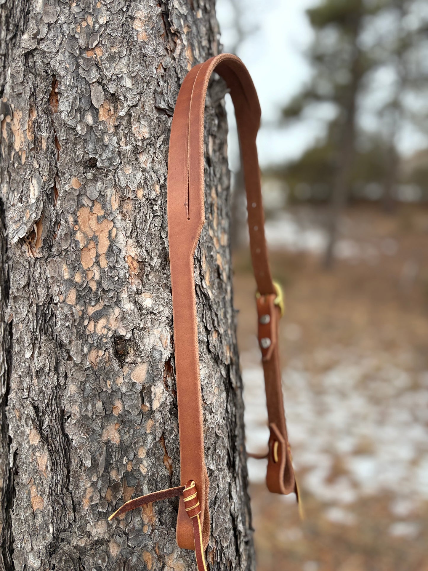 Harness Leather Split Ear Headstall w/ Brass Buckle
