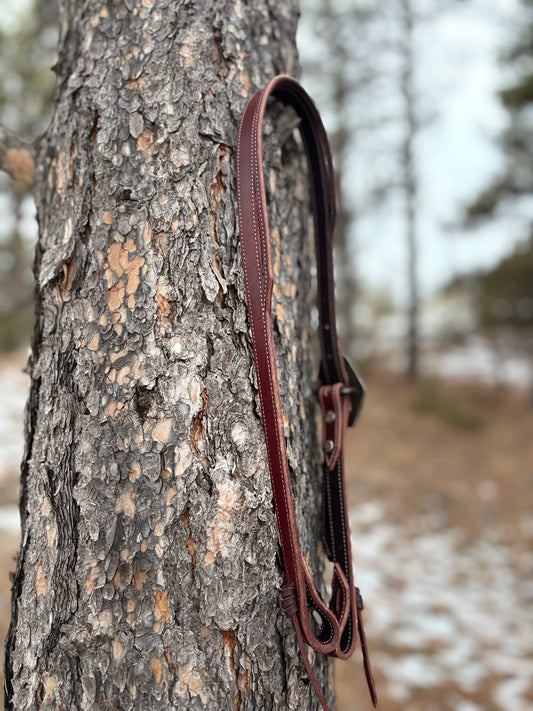Latigo Split Ear Headstall w/ Handmade Copper Buckle