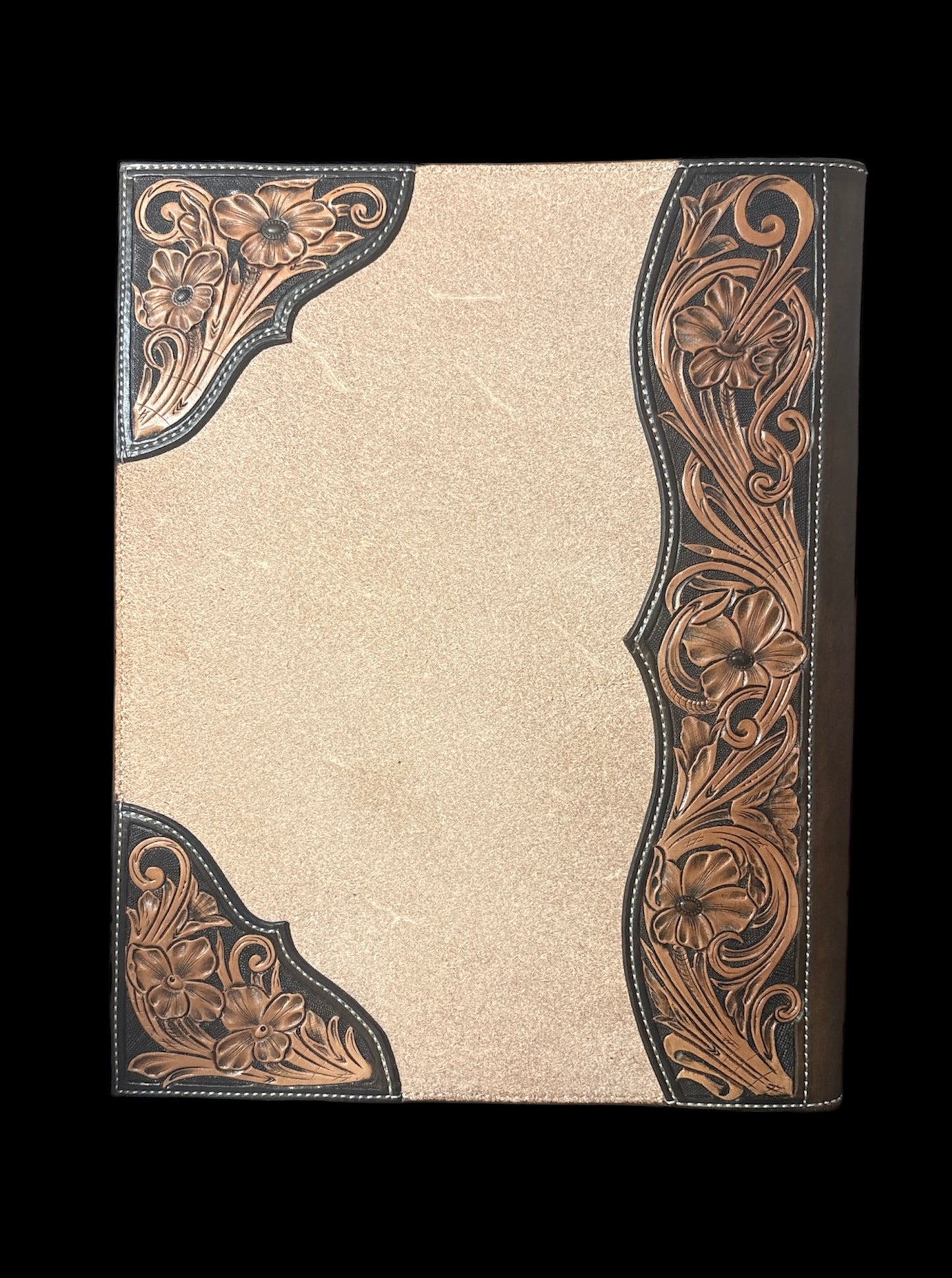 Two Tone Tooled And Roughout Padfolio