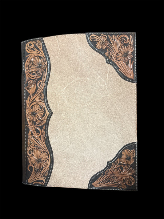 Two Tone Tooled And Roughout Padfolio