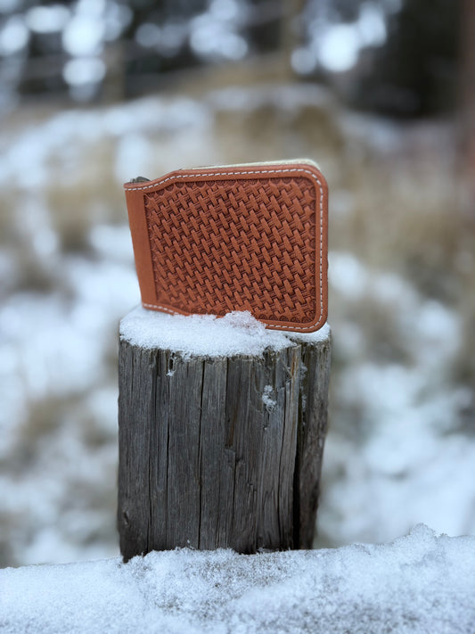 Basket Stamped Money Clip Wallet