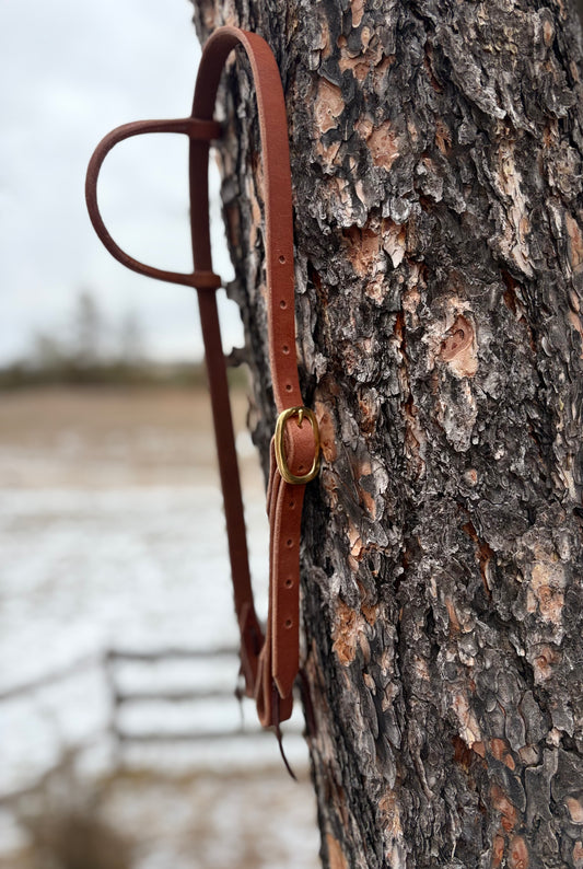 Harness Leather Slide Ear Headstall w/ Brass Buckle