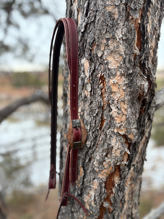 Latigo Split Ear Headstall w/ Handmade Copper Buckle