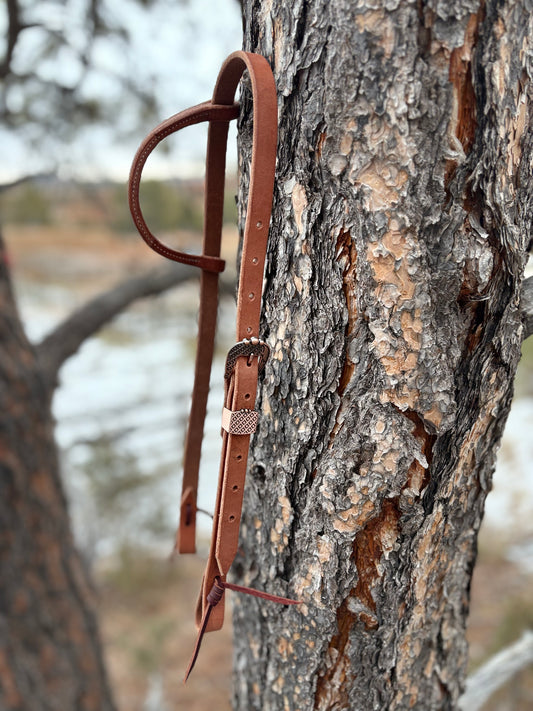 Harness Leather Slide Ear Headstall w/ Jeremiah Watt Buckle