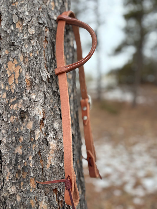 Harness Leather Slide Ear Headstall w/ Nickel Buckle